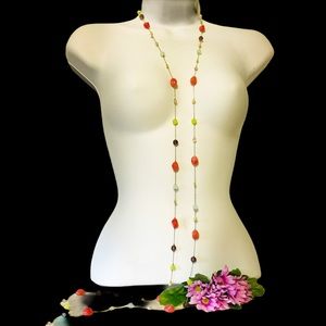 Jelly Bean Necklace Extra Long Flapper 55 Plus Inches Beads Colorful Spring